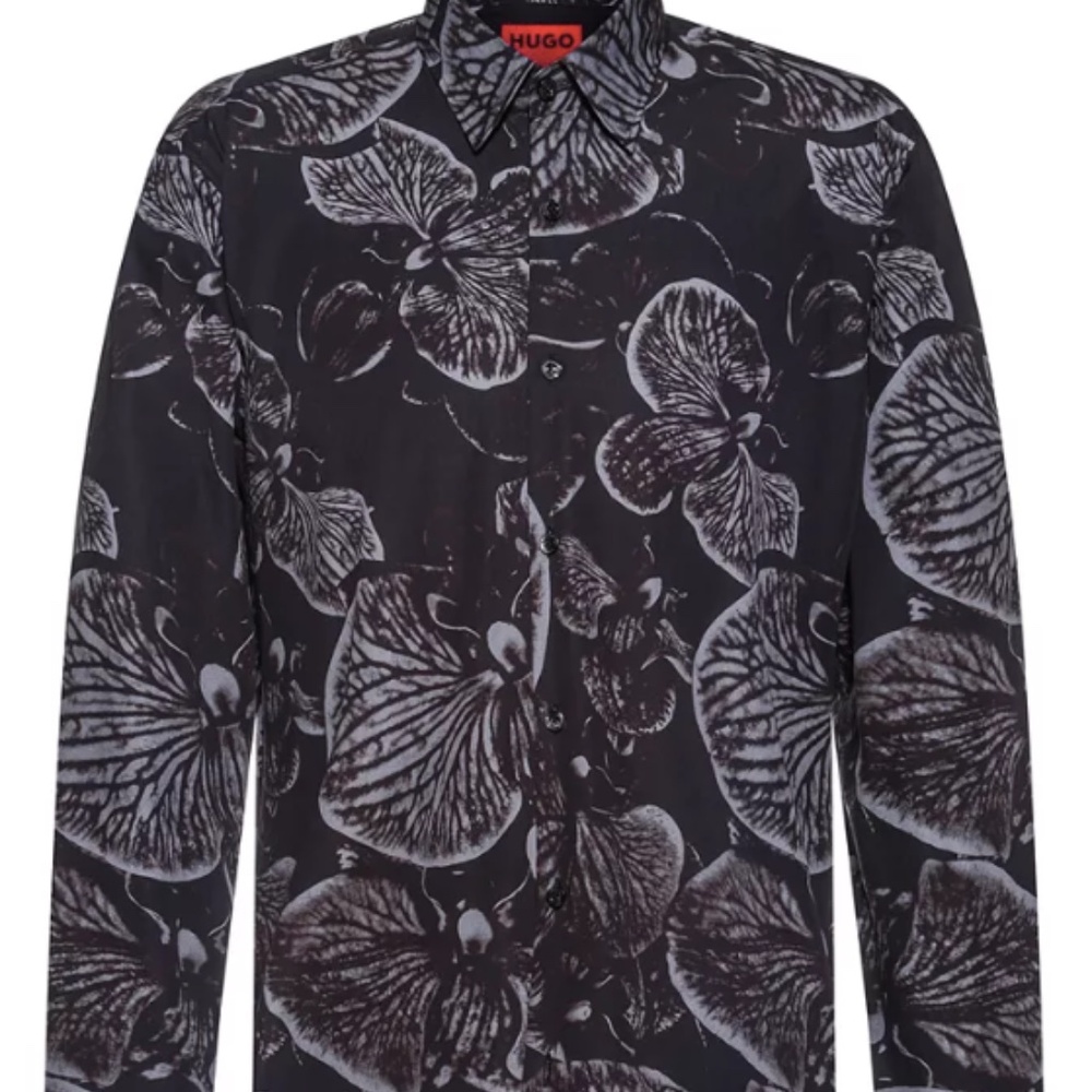 Men's Ermo Slim-Fit Floral Print Long-Sleeve Button-Up Shirt 15.5" NK